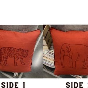 2 Ikea 2-Sided Pillow Cushion Covers Tiger Elephant Aromatisk 20 in x 20 in.